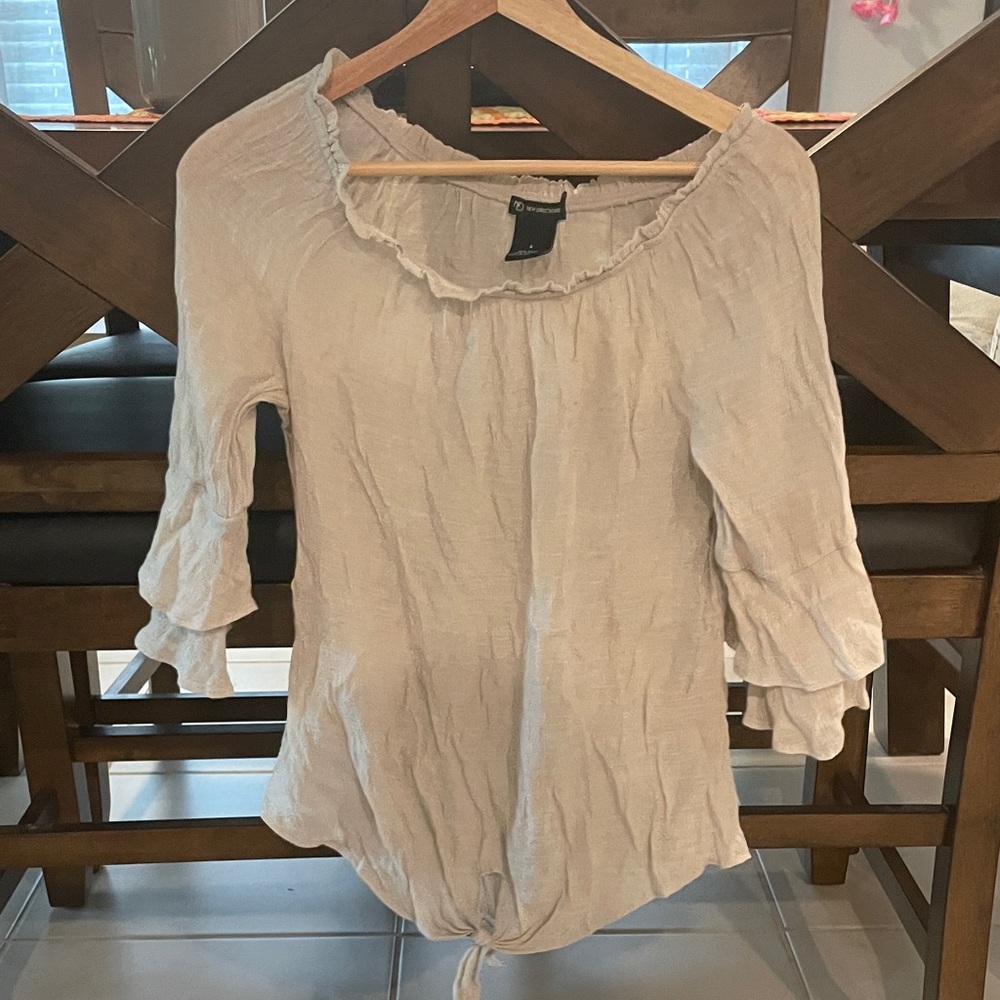 New Directions - Womens Size S Flowly Shirt Top Blouse Khaki Color